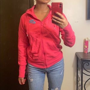 Pink nike zip up hoodie